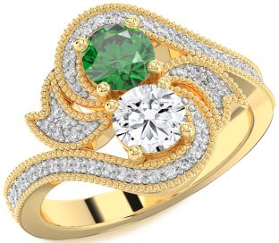 Diamond Gold Round Two Stone Promise Ring