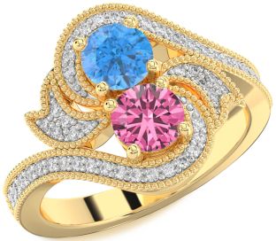 Diamond Gold Round Two Stone Promise Ring