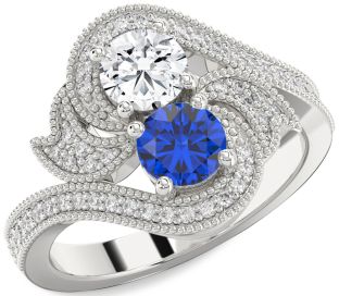 Diamond Silver Round Two Stone Promise Ring