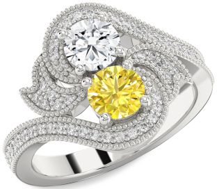 Diamond Silver Round Two Stone Promise Ring