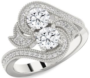 Diamond Platinum Round Two Stone Ring