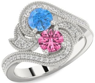 Diamond Platinum Round Two Stone Promise Ring