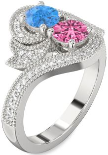 Diamond Platinum Round Two Stone Promise Ring