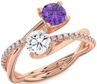 Diamond Rose Gold Round Two Stone Promise Ring