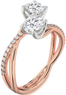 Diamond White Rose Gold Round Two Stone Ring