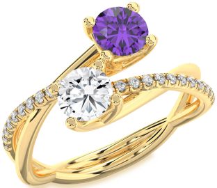 Diamond Gold Silver Round Two Stone Promise Ring