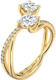 Diamond Gold Round Two Stone Ring