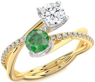 Diamond Gold Silver Round Two Stone Promise Ring