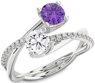 Diamond Platinum Round Two Stone Promise Ring