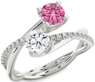 Diamond Silver Round Two Stone Promise Ring