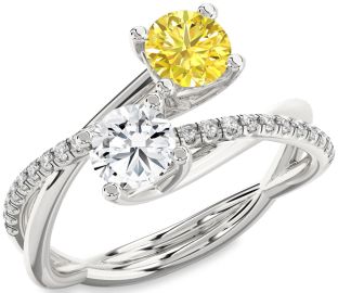 Diamond Silver Round Two Stone Promise Ring