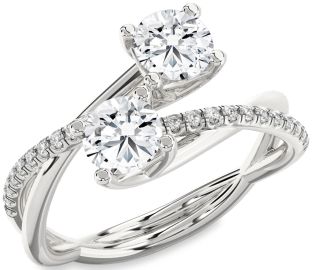 Diamond Platinum Knot Round Two Stone Ring