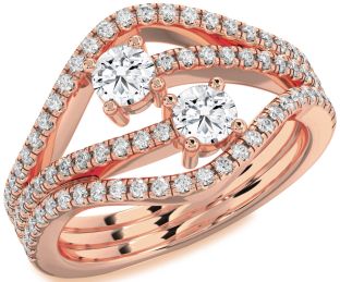 Diamond Rose Gold Round Two Stone Ring