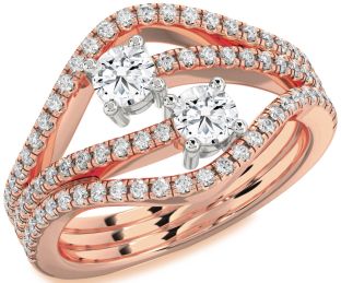 Diamond White Rose Gold Round Two Stone Ring