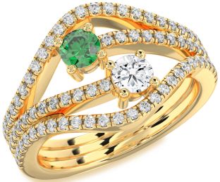 Diamond Gold Round Two Stone Pave Promise Ring