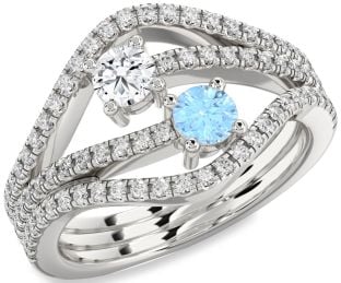 Diamond Silver Round Two Stone Pave Promise Ring