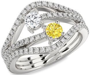 Diamond Silver Round Two Stone Pave Promise Ring