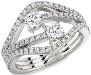Diamond Platinum Round Two Stone Ring