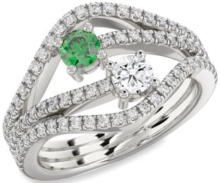 Diamond Silver Round Two Stone Pave Promise Ring