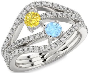 Diamond Silver Round Two Stone Pave Promise Ring