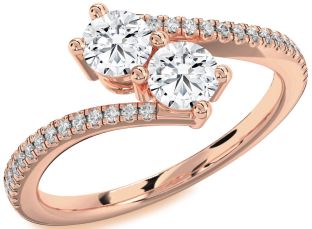 Diamond Rose Gold Round Two Stone Ring