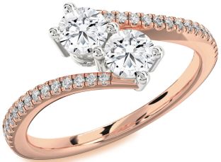 Diamond White Rose Gold Round Two Stone Ring
