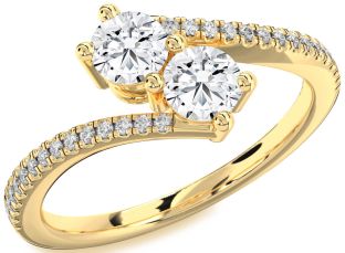 Diamond Gold Round Two Stone Ring