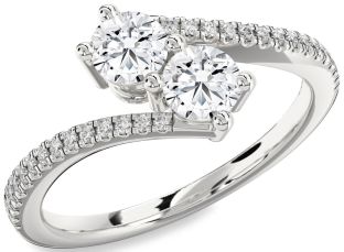 Diamond Platinum Round Two Stone Ring