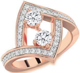 Diamond Rose Gold Round Two Stone Ring