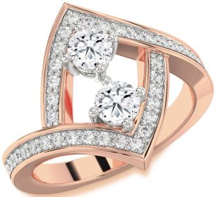 Diamond Platinum & Rose Gold Round Two Stone Ring