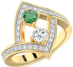 Diamond Gold Silver Round Two Stone Pave Promise Ring