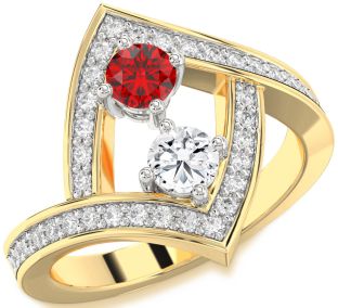 Diamond Gold Silver Round Two Stone Pave Promise Ring