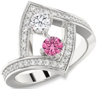 Diamond Silver Round Two Stone Pave Promise Ring
