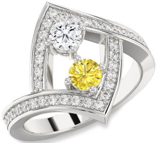 Diamond Silver Round Two Stone Pave Promise Ring