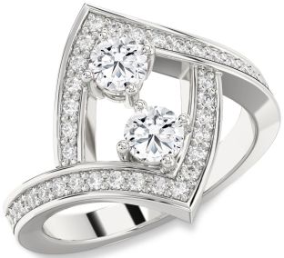 Diamond Platinum Round Two Stone Ring