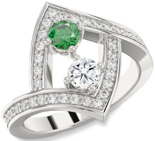 Diamond Silver Round Two Stone Pave Promise Ring