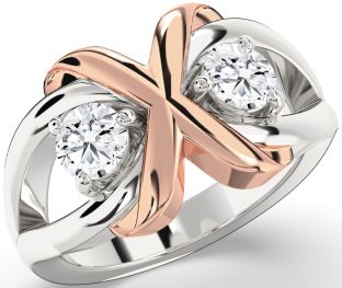 Diamond Platinum & Rose Gold Round Two Stone Ring