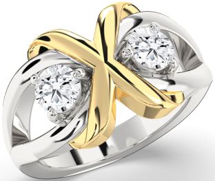Diamond Platinum & Yellow Gold Round Two Stone Ring
