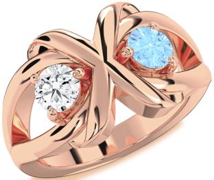 Rose Gold Round Two Stone Promise Ring