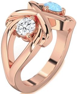 Rose Gold Round Two Stone Promise Ring