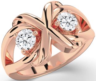 Diamond Rose Gold Round Two Stone Ring