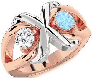 Platinum & Rose Gold Round Two Stone Promise Ring