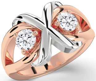 Diamond Platinum & Rose Gold Round Two Stone Ring