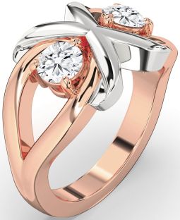 Diamond White Rose Gold Round Two Stone Ring
