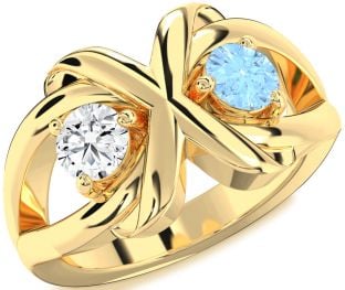 Gold Round Two Stone Promise Ring