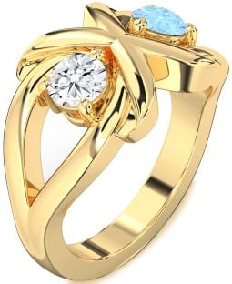 Gold Round Two Stone Promise Ring