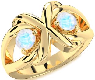 Moonstone Gold Round Two Stone Ring