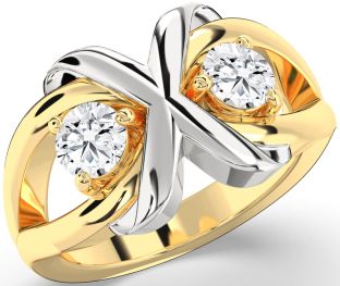 Diamond Platinum & Yellow Gold Round Two Stone Ring