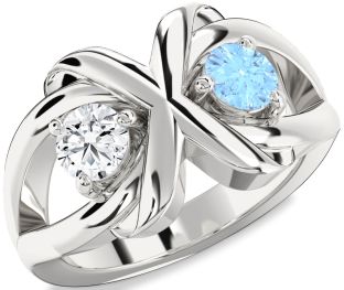 White Gold Round Two Stone Promise Ring