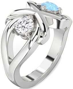 Platinum Round Two Stone Promise Ring